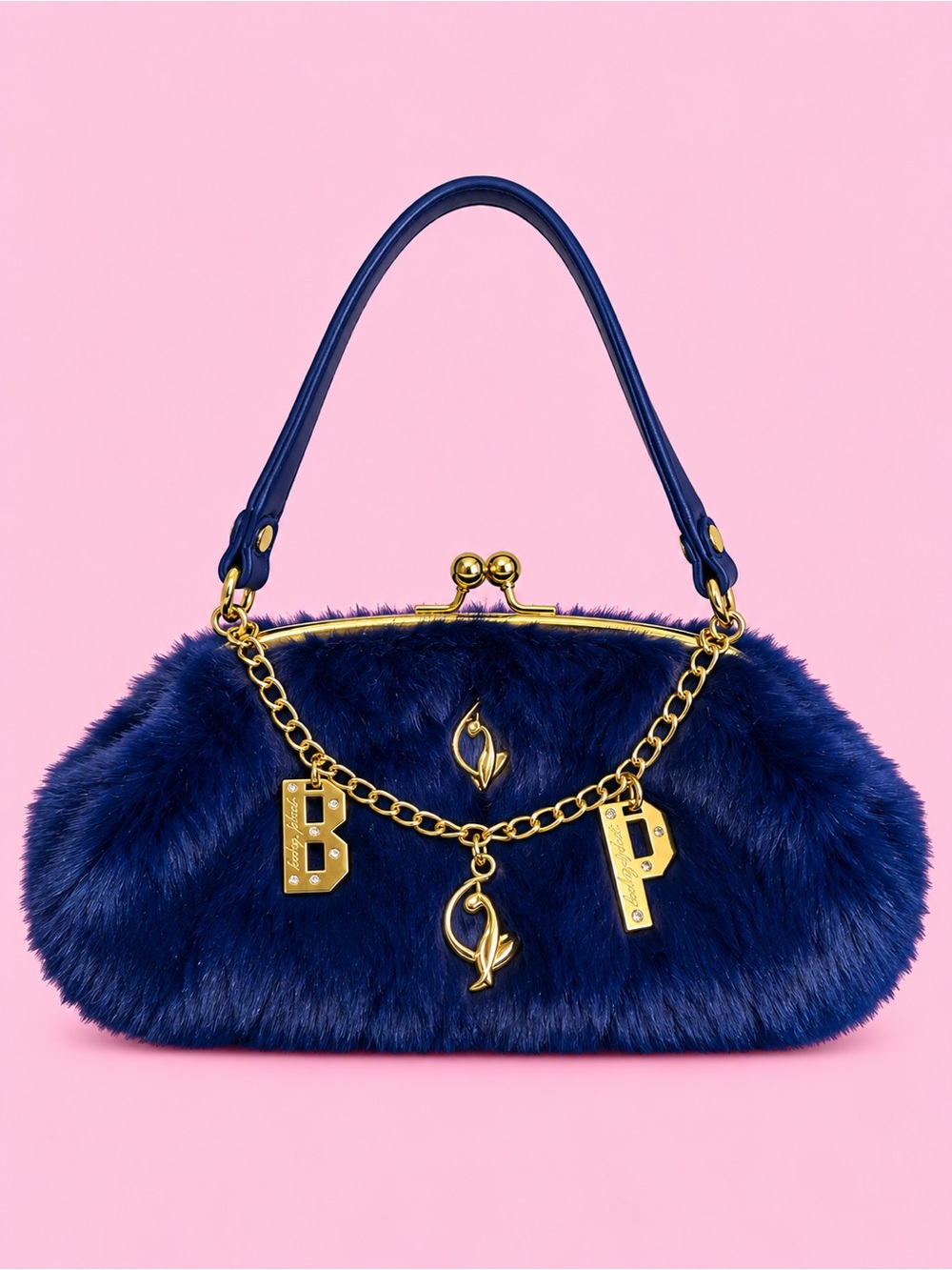 Baby Phat Royal Blue Fur Shoulder Bag